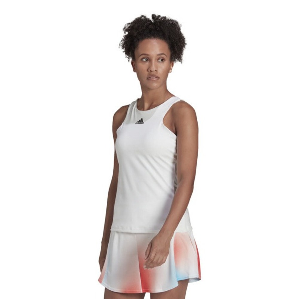 Adidas Women Y-Tank white 3 stripe black lines size M
